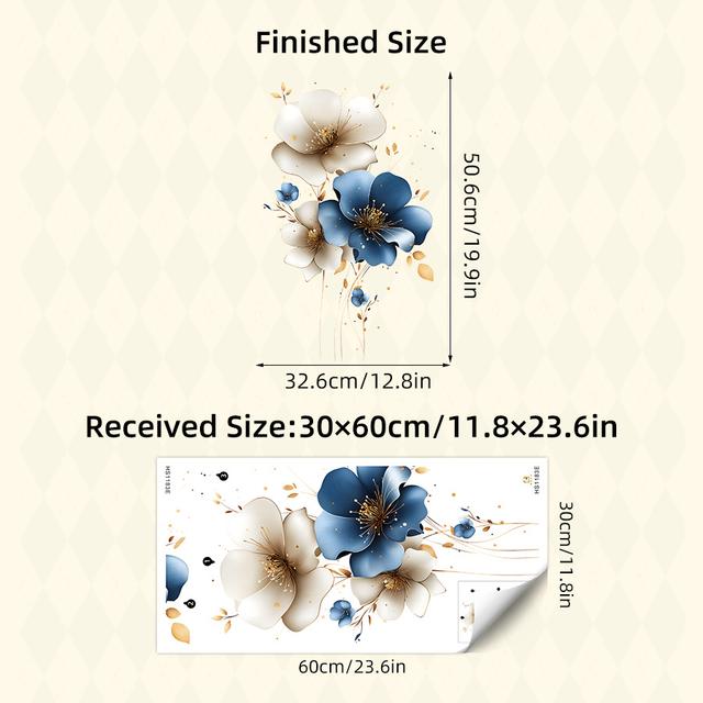 TEMU 1pc Brup Watercolor Poppy Flower Wall Decal, Self-adhesive Pvc Floral Sticker For Living Room, Bedroom, Hallway Decor, Single Use, Semi-, No Electricity Needed