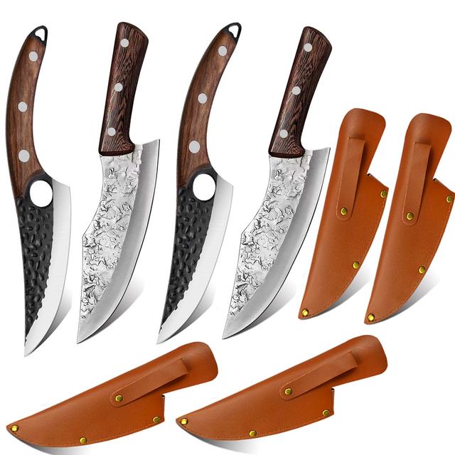 TEMU 4pcs Kitchen Set, Knife Set, Hand Chef Knife & Meat Knife & Knives, Meat Cutting Kitchen Knife Set For Home