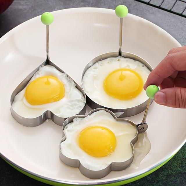 TEMU Heart-shaped Stainless Steel Egg Mold, Food-grade Fryer For Fried & Poached Eggs, Ideal For Home, Restaurants, Bulk Use - No Power Required