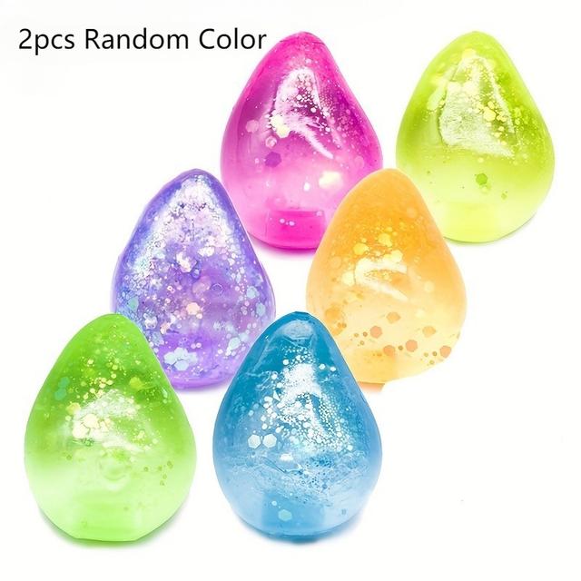 TEMU Taba-2pcs Shimmering -shaped Stress Ball - A Bouncy And Gentle Luminous Small Stress Toy, An Cement-like Sensory Item, Ideal For Decorating Office Desks, Rewarding Students In Classrooms