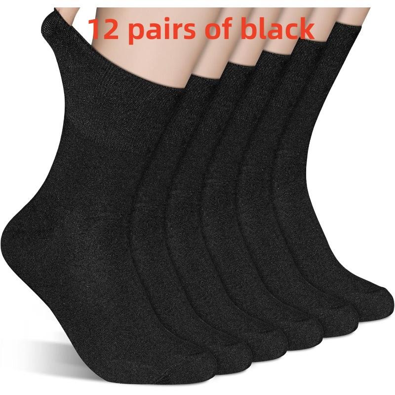 TEMU 12 Pairs Diabetic Socks | Non-binding Loose Top, Extra Breathable, Suitable For Neuropathy Swelling Or , Comfortable And Unisex, Fabric, Polyester, Elastane
