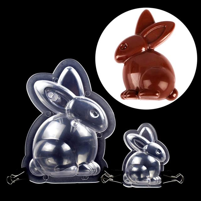 TEMU 2pcs Set Of Easter Bunny Chocolate Molds, Jelly/cube Of Ice/gummy Candy/soap/chocolate Making Tools, Baking Practical Tools, Fondant Cake Hollow Decoration Molds