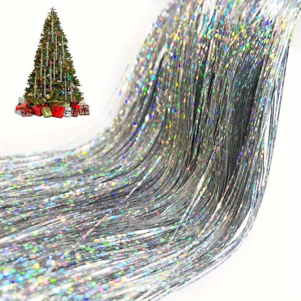 TEMU 5000pcs 47cm Colorful Decoration Multifunctional Reusable Light Weight Christmas Icicle Tinsel Set Durable Christmas Tree Metal Wire Indoor/ Outdoor