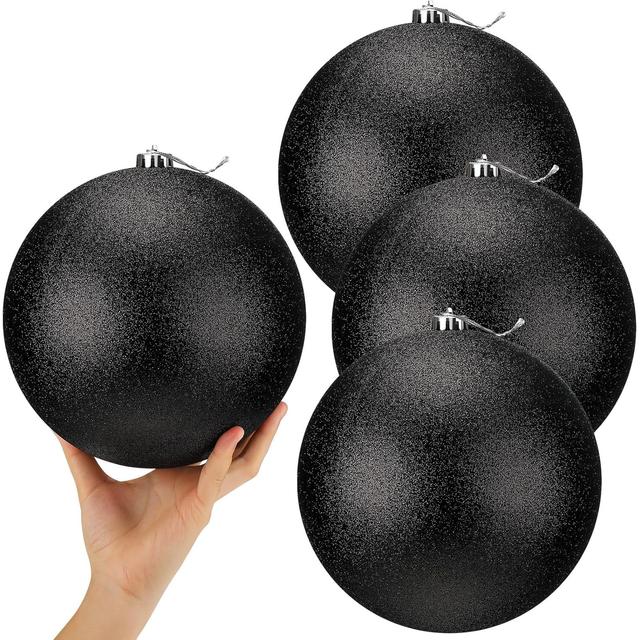 TEMU 4pcs, 15cm/5.9-inch Extra Large Christmas Ball Decorations, Glittering Ornaments – Giant Oversized Plastic Christmas Balls, Large Hanging Tree Decorations