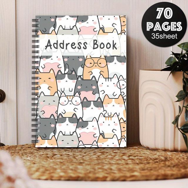 TEMU 1pc Whimsical Spiral Address Book - -themed Notebook For Mailing Address & Email, , Birthdays & Anniversaries - Easy-to-read Organizer For Home Or Office, Diary Planner For Work, Address Boo