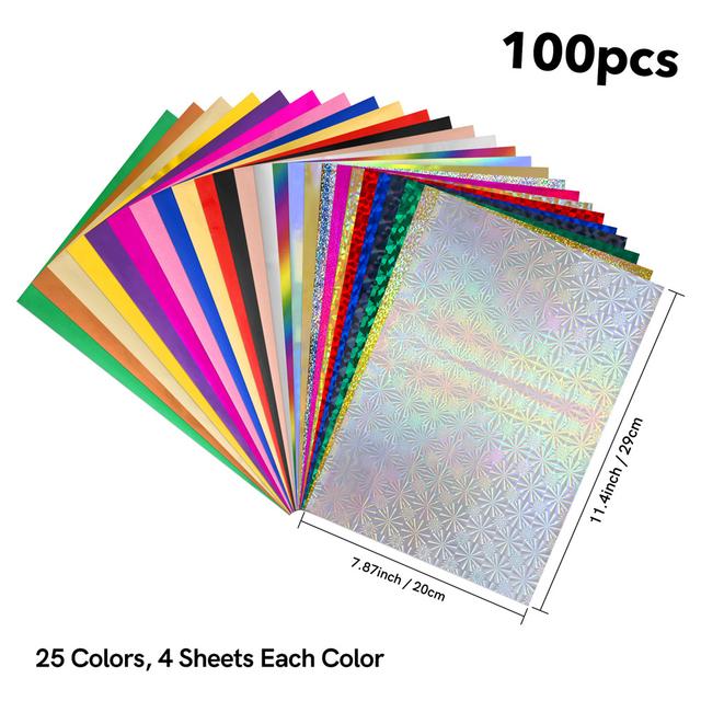 TEMU 1 Packung, 100 Blatt Toner-reaktive Folienpapier, Metallic-Finish für Laserdrucker und Laminiergerät, luxuriöses Bastelmaterial, Rot mit goldenem Kranzdesign