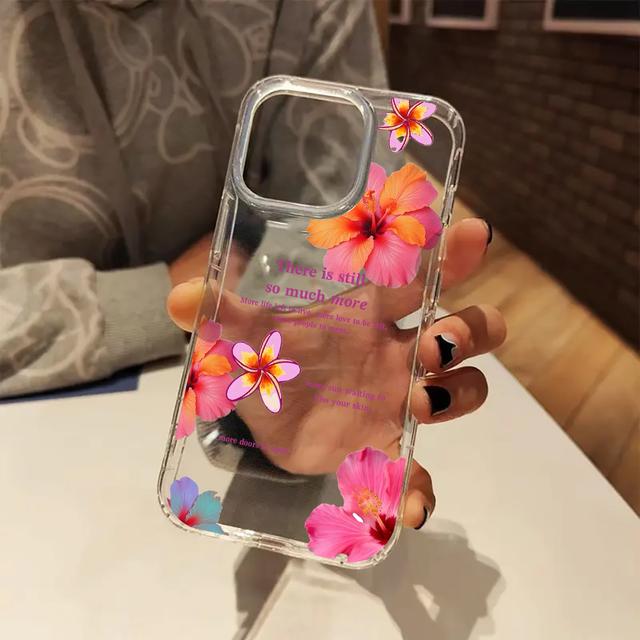 TEMU Funda Transparente Estética de Flores de Rosa para iPhone 16 11 12 13 14 15 Pro XR - Regalos de y Navidad para Mujeres y Hombres