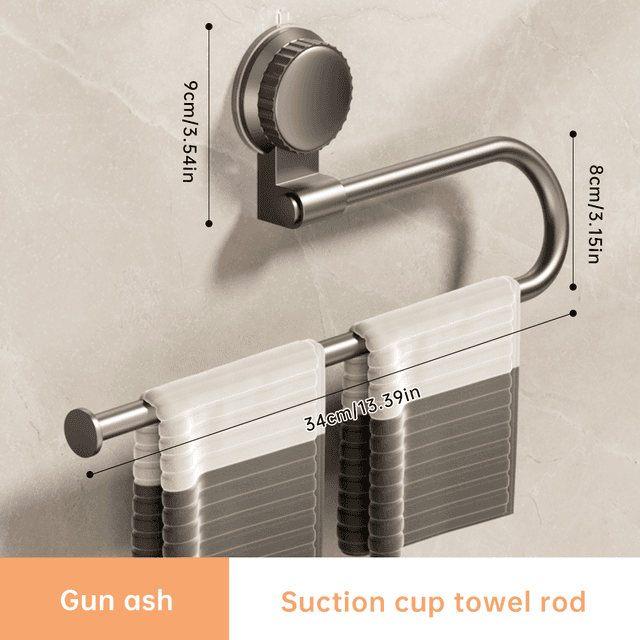 TEMU Musurjoy 1pc Modern Wall-mounted Towel Rack With Strong Suction Cups And Chic Metal Rods, No Power Required, Perfect For Bathroom Towel Storage, Valentine's Day And Easter Gift, Towel Racks