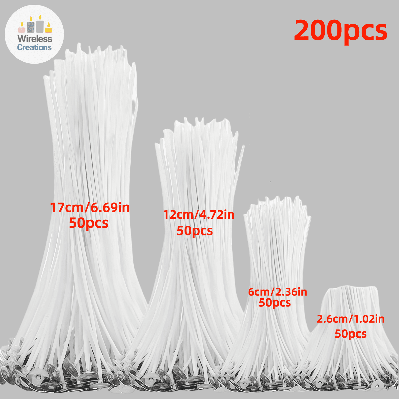 TEMU 200 Piezas de | 1/2.36/4.72/6.69 Pulgadas (50 de 2.6/6/12/17 cm) | Quema | Para Velas de | Kit de Fabricación de Velas DIY / Manualidades / Velas para Fiestas | Herramienta para Hacer Velas