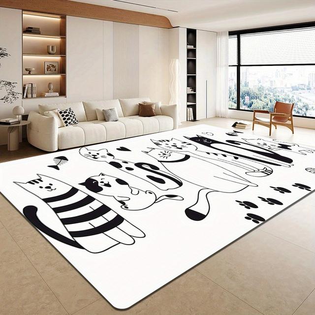 TEMU 두께 1.1cm 고강도 미끄럼방지 바닥매트 - 주방, 거실, 현관, 발코니용 - 고양이 패턴, 내구성 강화, 세탁기 사용 가능, 고트래픽 지역 (1.8+ 길이 및 면적 옵션)