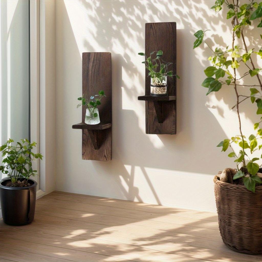 TEMU 2pcs Wooden Wall-mounted Candle Holder, Bohemian Style Floating Frame Wall Lamp, Room Decoration, Art And Craft Storage Shelf, Wall Decoration, Home Decoration Hanging Rack, Candle Holder Set