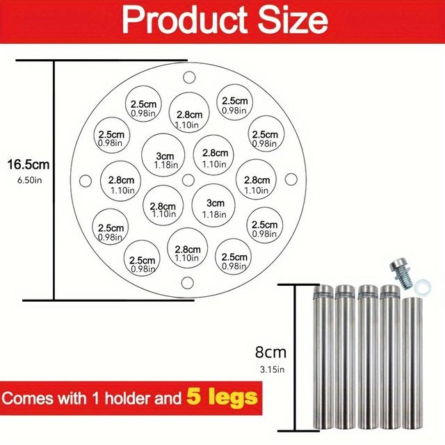 TEMU Diy Chess Pieces Casting Suit, Including Round Silicone Mold, Acrylic Rack And 5 Legs-transparent Handicraft Materials
