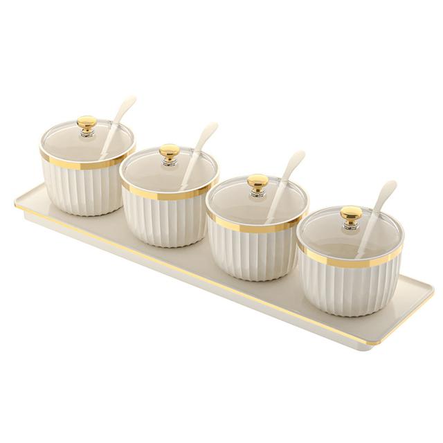 TEMU 4pcs/set Includes 4 Seasoning Jars Per Rack, Seasoning Box Seasoning Jar Combination Set, Household Kitchen Seasoning Jar 4 Compartments, Salt Storage Plastic Seasoning Box