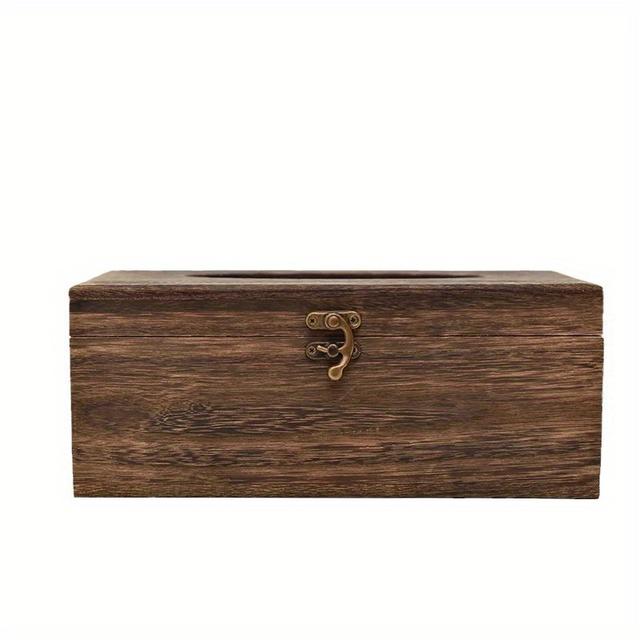 TEMU Neue Holzpapierbox mit Wohnzimmer-Klappdeckel in Kohlebrandfarbe, langlebig, hochwertig, schlichtes edles Holzdesign, geeignet für Zuhause, Büro Hotel, ideal als - oder Jubiläumsgeschenk