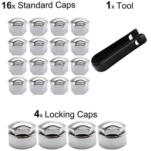 TEMU 17mm 20pcs Chrome Alloy Car Wheel Nut Bolt Covers Caps Universal Fit For Any Car