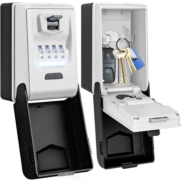 TEMU Key Lock Box Wall Mounted With Up Dial, Large Key Box 4 Digit Combination Large Lockbox For Home Office Garage Outdoor