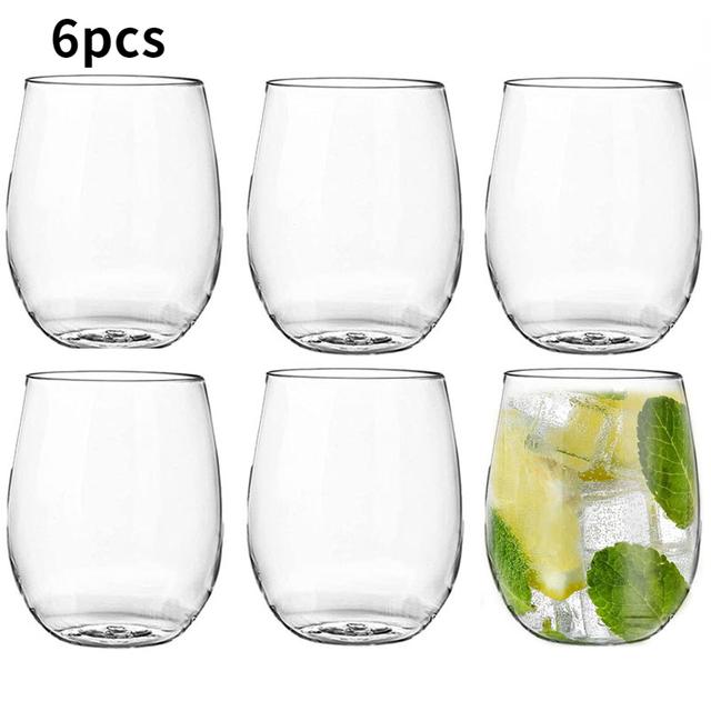 TEMU Set Of 6 Clear Plastic Drink Cups, Reusable And Shatterproof, Suitable For Parties, Weddings, Festive Gatherings, , Camping Trips, Dessert Cups, And Ice Cream Cups.