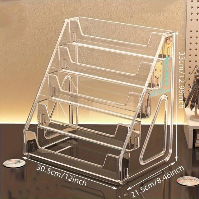 TEMU Upgraded 5-tier Clear Display Shelf Organizer - Design For Collectibles, Sports Cards, Postcards, Badges & Figures - Sturdy Thickened Frame, Height, Space-saving Showcase