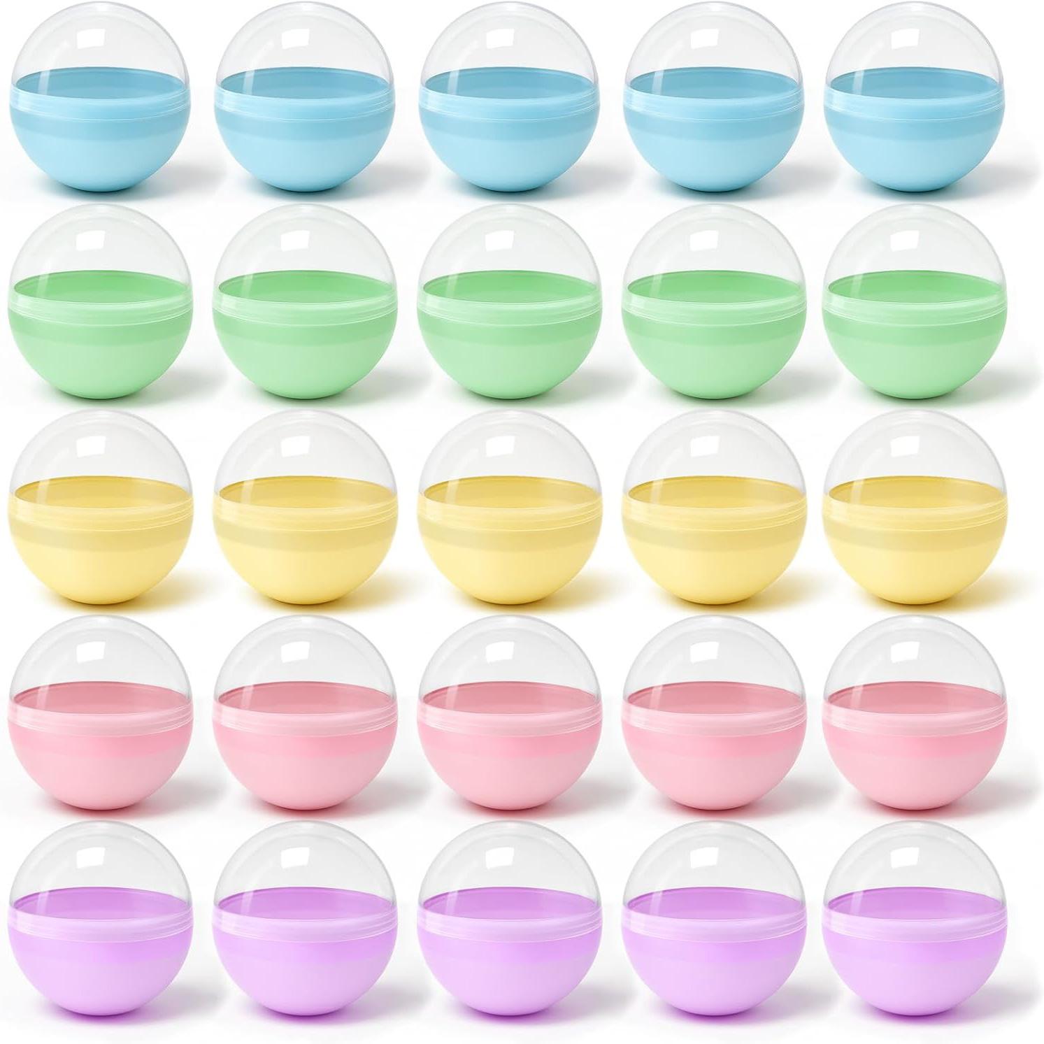 TEMU 50pcs 2-inch Colorful Vending Machine Capsules, Gum Machine Capsules, Plastic Ball Containers, Refillable Prize Balls, Perfect For Easter, Party Giveaways (5 Macaron Colors)