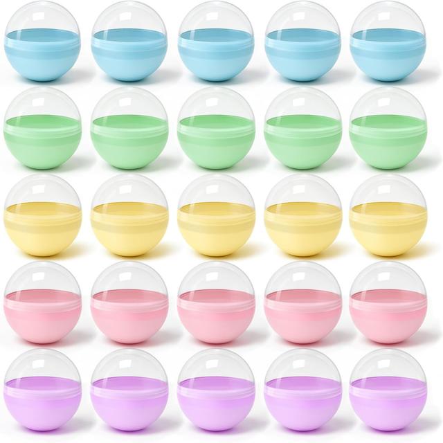 TEMU 50pcs 2-inch Colorful Vending Machine Capsules, Gum Machine Capsules, Plastic Ball Containers, Refillable Prize Balls, Perfect For Easter, Party Giveaways (5 Macaron Colors)