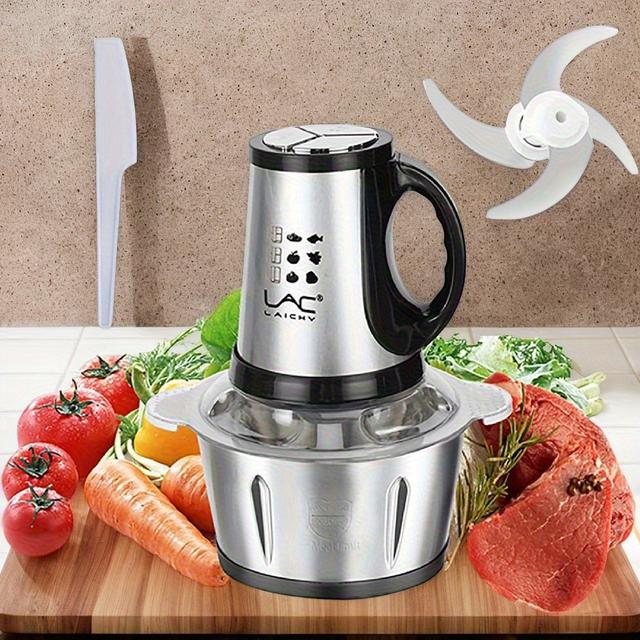 TEMU Electric Food Processors Featuring A Handle, A 12-cup Meat Grinder, And A Vegetable Chopper With A Stainless Steel Bowl, 300w Power, Settings, And Includes 4 Spatulas For Baby Food
