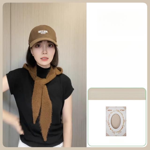 TEMU 女性用ショートヘアウィッグと帽子セット - リアルな合成髪のフルカバー、自然で見えるウィッグ付きキャップ取り外し可能。快適＆安心フィットで、普段着やパーティー・仕事など特別イベントに最適。簡単メンテナンス&耐久性抜群、敏感肌にも理想的。夏向け新鮮デザインのシミュレーションヘアスタイルは、結びつけて固定できます。日常使いから特別日まで自然な印象を実現