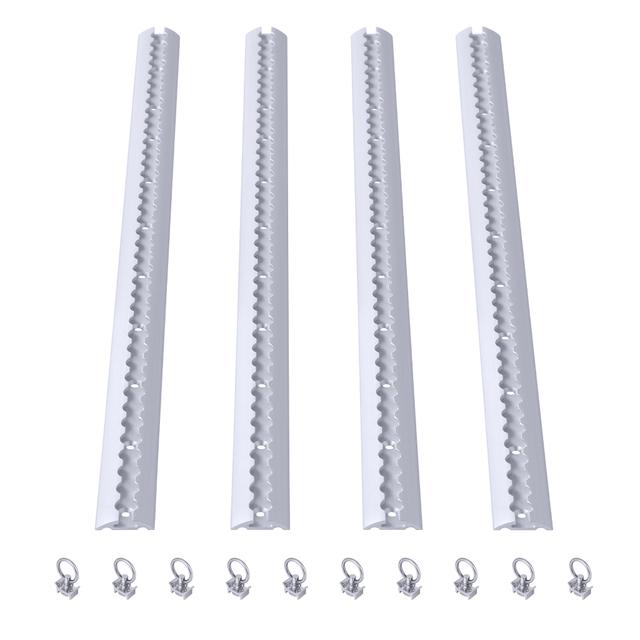 TEMU Alumínium sínkészlet légi járművekhez 10 rögzítőlyukkal, 4 x 1 m-es csatornasínkészlet M6 lyukakkal, csavaros szerelési rendszer teherbiztosításhoz teherautóknál és lakóautóknál