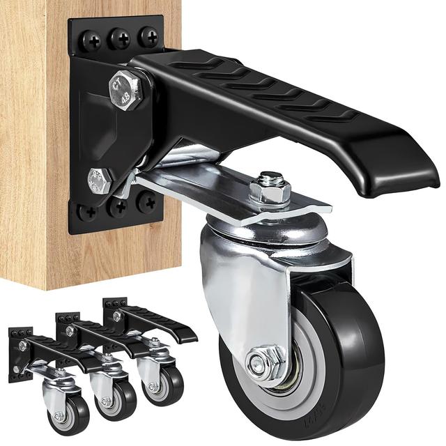 TEMU Workbench Caster Wheels 4 Pack 165 Lbs Load Capacity 2.5" Heavy Duty Retractable Side Mounted Adjustable Stepdown For Workbenches Tables Equipment