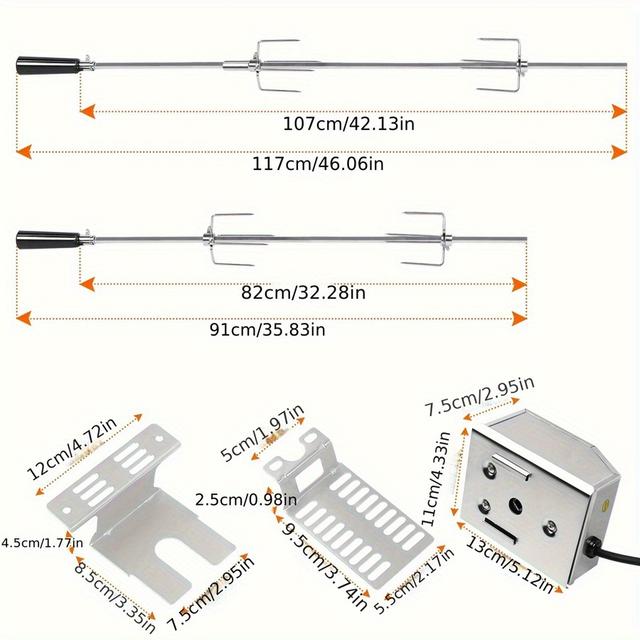 TEMU Bbq Rotating Fork For Parties With 4 Stainless Steel Meat Needles