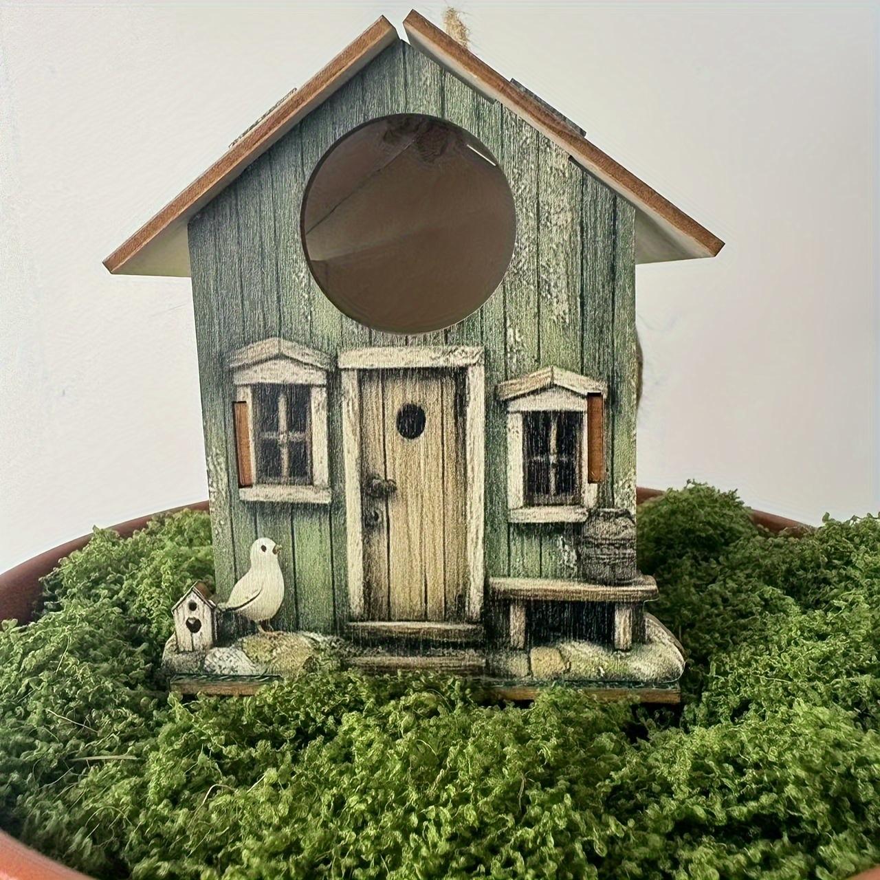 TEMU Casinha de Pássaros Artesanal DIY, Decoração Vintage para Jardim ao Ar Livre - Casa de Madeira para Aves, Adequada para Todas as Festivais, para Uso o Ano Todo