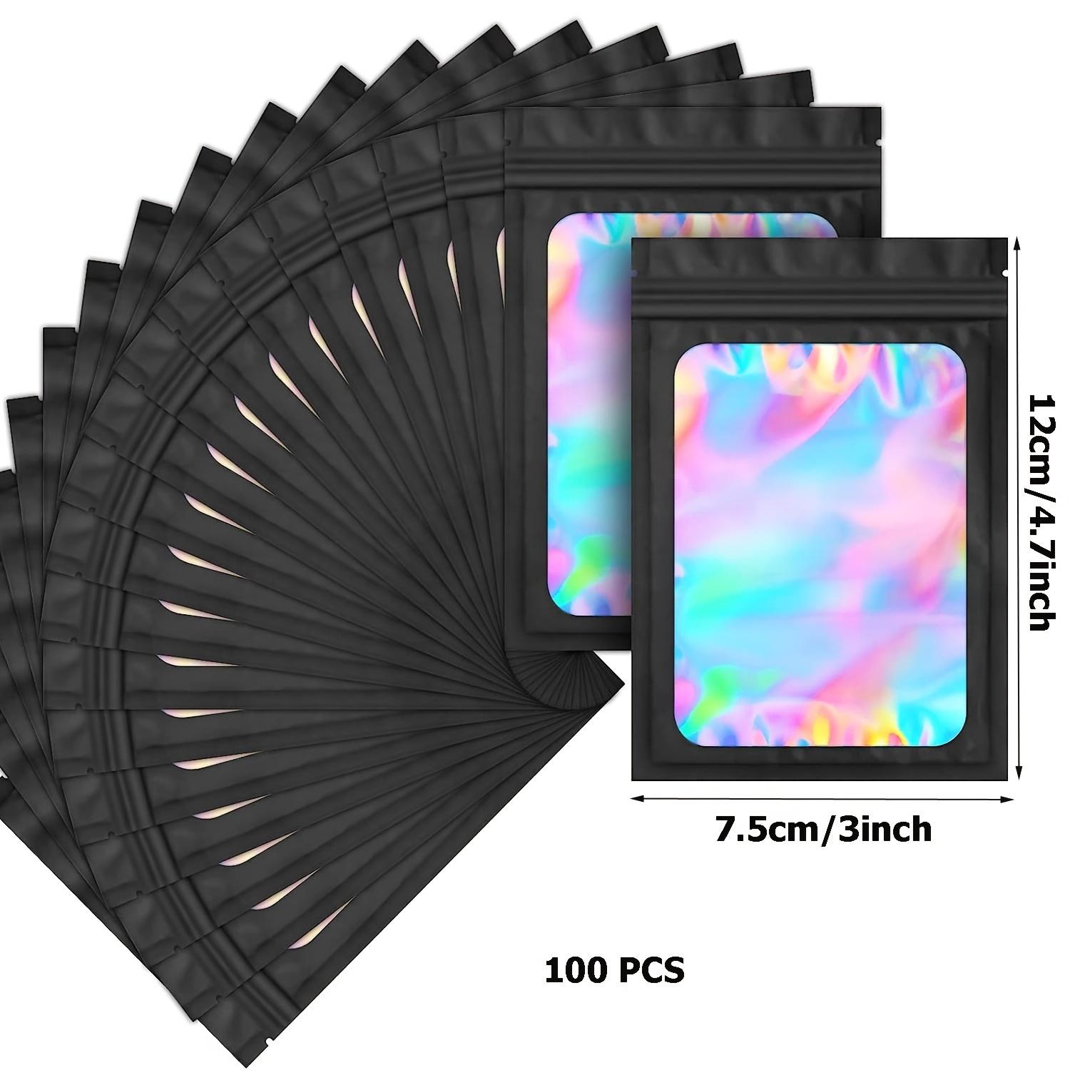 TEMU 100pcs Polyester Film Bags, Holographic Odor-proof Packaging Bags For Small Items Storage, Bags, Jewelry Storage Packaging Bags For Art Supplies