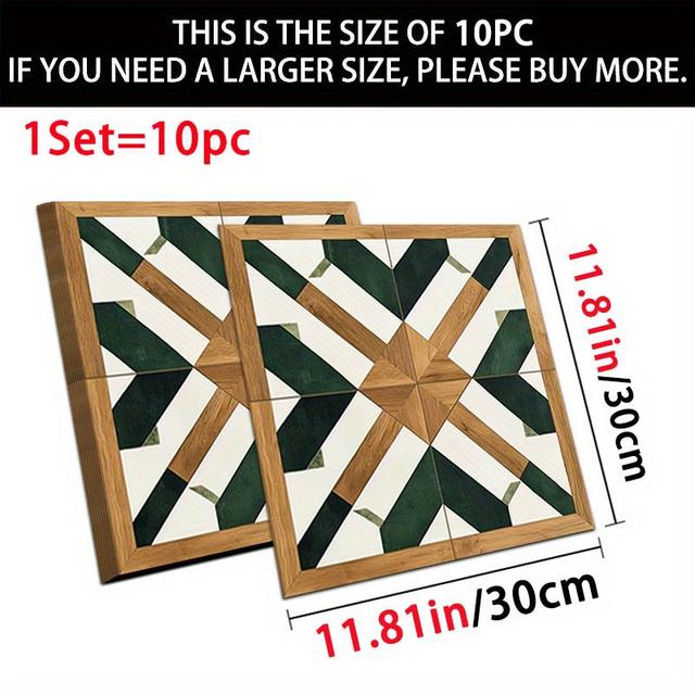 TEMU 10 unidades, 2D , cinta de piso de PVC autoadhesiva, calcomanías de piso de cuero, adecuadas para decoración de piso , dormitorio, , cocina, 11,81 x 11,81 pulgadas