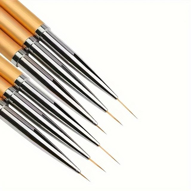 TEMU 6peças Pincéis Dourados de Qualidade - Design de Profissional Slim para de Unhas, Pincéis de de Decoração de Halloween | Design de Elegante | Pincéis Duráveis, Suprimentos para de Unhas
