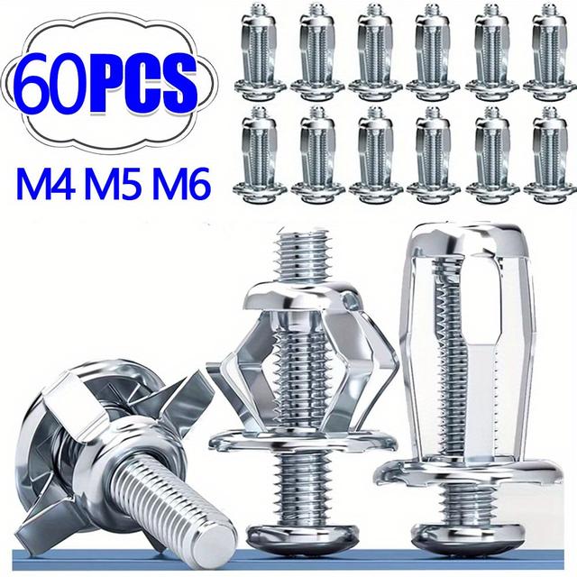 TEMU 60pcs Petal Screw Nut Expansion Screw , M4 M5 M6 Petal-shaped Cross Screw Rivet Nut Fastener