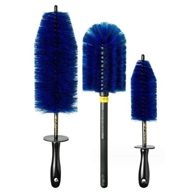TEMU 1 Set Blue Detailing Brushes For Car, Bristles, Plastic Handle, L-shaped Bendable Design, High-quality , Tire Rim & Brake Dust Cleaner, Cleaning Tool