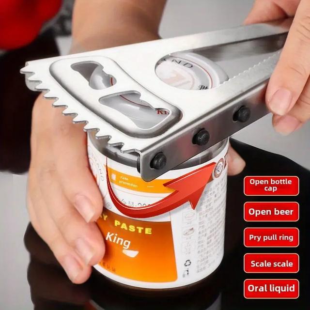 TEMU Stainless Steel Manual Jar Opener - Ergonomic Anti-slip Design For , Multi-functional Kitchen Tool For Jars And Bottles, Durable And -friendly Kitchen Gadget