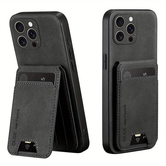 TEMU Luxury Pu Leather Wallet Phone Case Compatible With Iphone 17/17pro/17promax/16e/16promax/15plus/14pro/13promax/12/11/xsmax/xr/x/xs, Card Holder And Stand, Olge