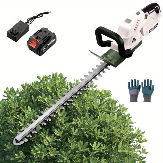 TEMU Rechargeable Hedge Trimmer 21v Electric Hedge Trimmer, 20-inch, With Safety Lock Blades And Battery Display, High Capacity Battery And Charger, 3000 Rpm Blade Speed, For Garden, Yard And Lawn