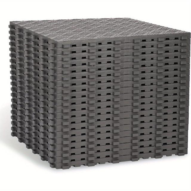 TEMU 20pcs Pp Garage Flooring Mats 40x40cm Non-slip Workshop Flooring Garage Clicking Tiles Garage Durable 18mm Strength Grey