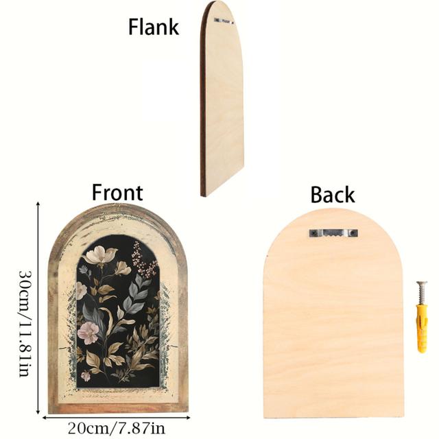 TEMU Wood Vintage Wall Art With Plant Pictures - Wood Framed Photos For Indoor/outdoor Decor, Rustic Picture Wall Panel Suitable For Home, Office, Cafe - Gallery Wall Decor