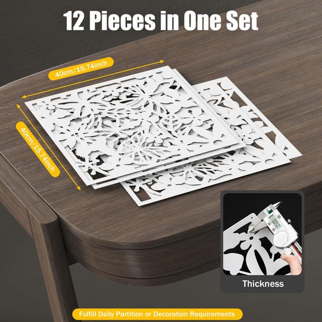 TEMU 12 pièces Écran Décoratif Détachable, en Esthétique Lumière et Ombre, Utilisable Séparateur d'Espace ou Décoration Murale pour Chambres, Bureaux, Salons, etc