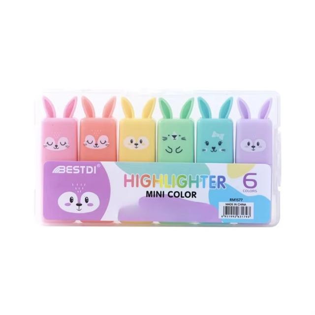 TEMU 4/5/6 Stück Mini-Kaninchen-Fluoreszenzmarker & Beschriftungsstifte - Wasserbasierte Tinte, UV/ Farbcodierte Marker, geeignet für Büro, Buchorganisation, DIY-Beschriftung (Schüler, Lehrer)