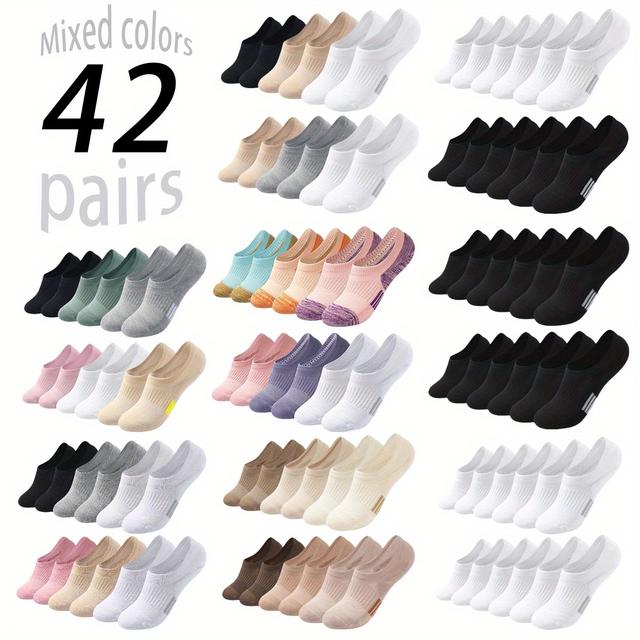 TEMU 36/ 42 Pairs Casual Fashion Contrast Color Short Socks College Style Sports Sweat-absorbent Breathable Mesh Shallow Mouth Low- Suitable For Daily Leisure Outdoor Travel Unisex