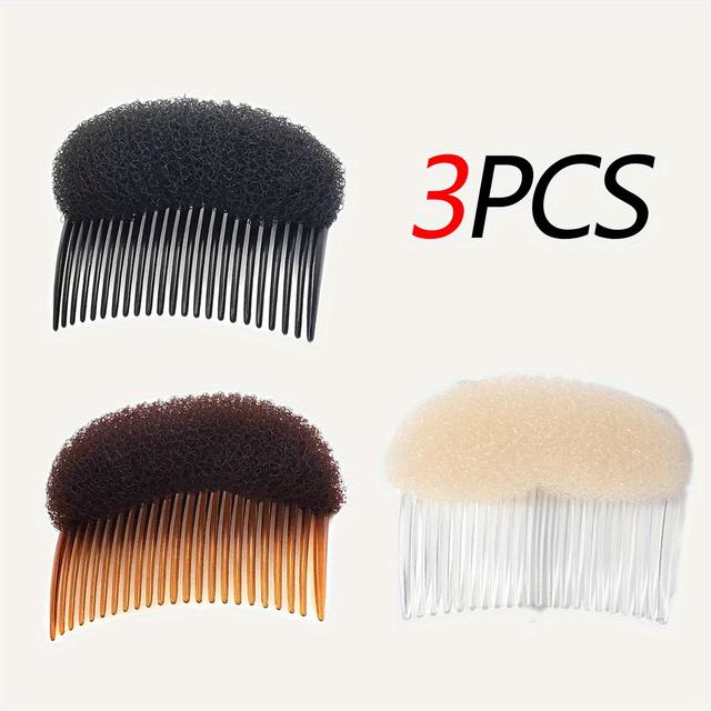 TEMU Insert Comb Volumizing Hair Pad, Fashionable Puffy Hair Styling Pad, Height-increasing Invisible Sponge Back Of Head Five-tooth Hair Comb, Hair Styling Tool