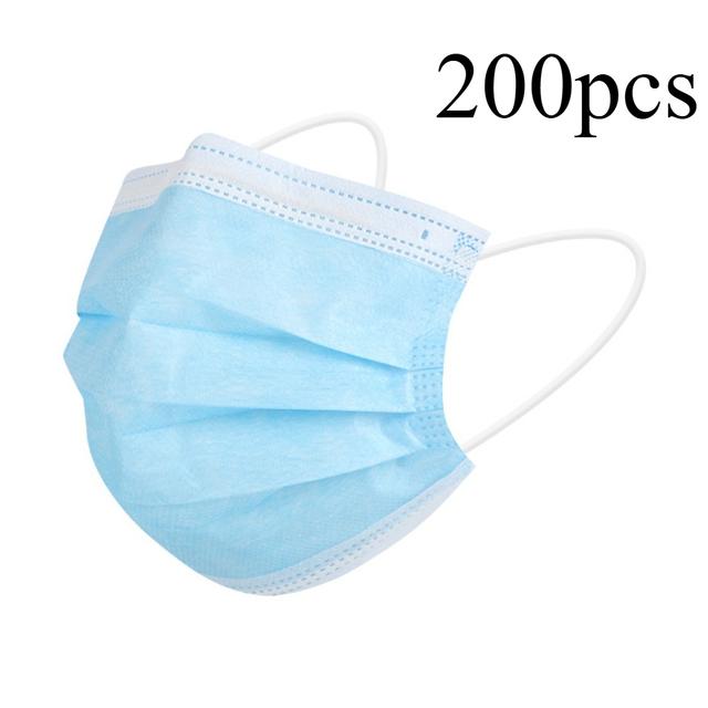 TEMU 200pcs Blue Disposable Face Masks - Breathable, Comfortable, And Stylish For Daily Use, Travel, School, And Work - Perfect For Most Face Shapes - Ideal For Outdoor