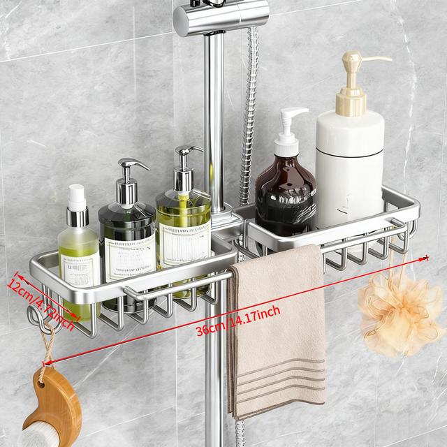 TEMU No Drill Bathroom Shower Caddy- Multi-functional Storage For Towels, Loofahs& Toiletries