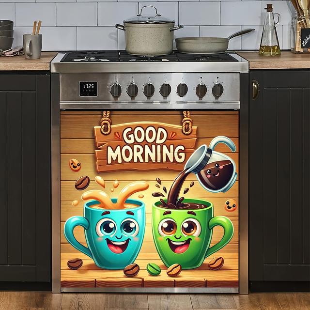 TEMU 2d Flat Decoration, Dishwasher Magnet Cover, Dishwasher Front Door Decoration, Kitchen Decoration, Kitchen Dishwasher Decal, Refrigerator Panel, Magnetic Dishwasher Sticker, 1pc