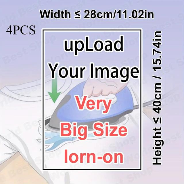 TEMU Large Size Transfer Decals, Custom Photo Iron-on Transfer Stickers, Personalized Clothing Heat Transfer Patches, Unique Gift Ideas, Vibrant Colors, Easy To Apply, Perfect For T-shirts, Bags, Etc