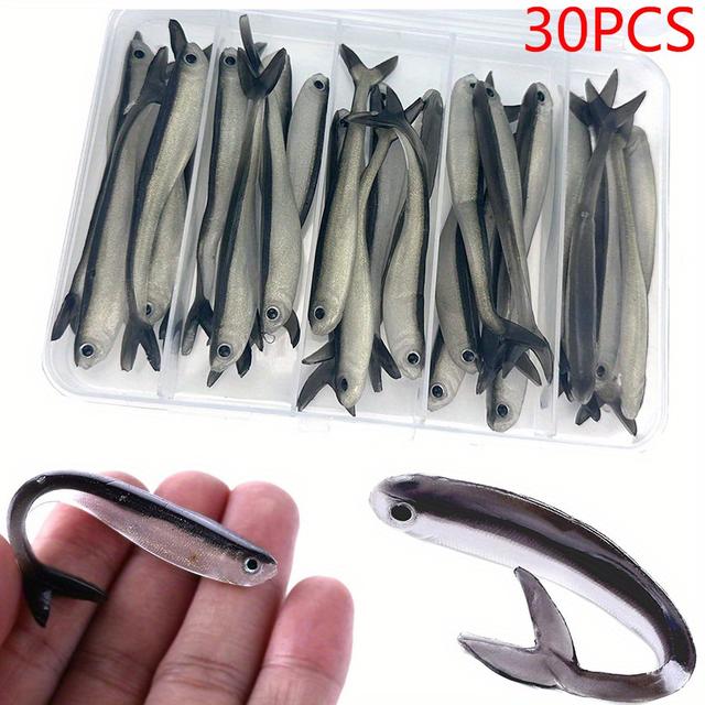 TEMU 30pcs/box 8cm 2g Fishing Lures Jigging Maggot Soft Bait Perfect For Catching In Freshwater And Saltwater Environments, Ideal For Sea Fishing -tail Soft Shrimp Worms Fish Bait