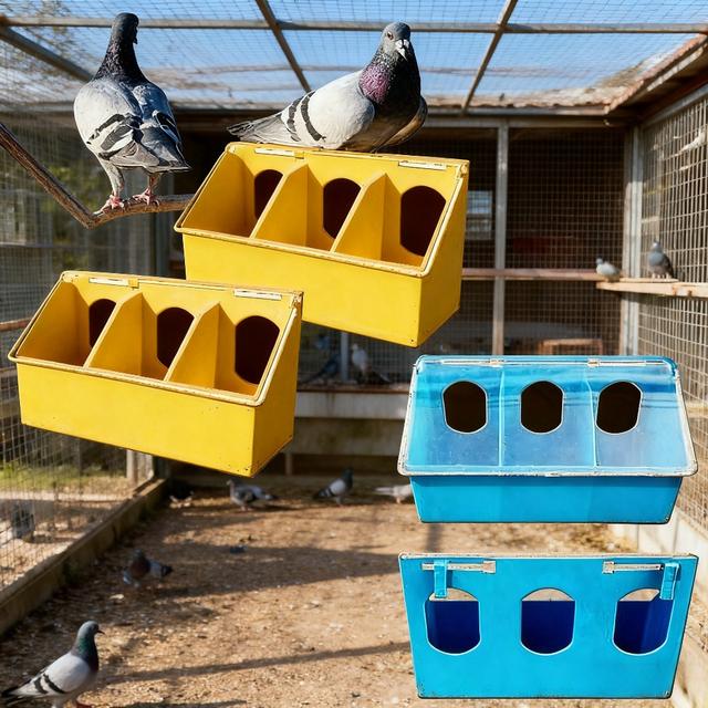 TEMU Pigeon Feeding And Drinking Set, 4pcs, Quail Bird Chicken Feeder And Water Dispenser, Includes Pet Bowls And Feeders, Can Hold Food (random Colors With 3 Holes), Without Battery